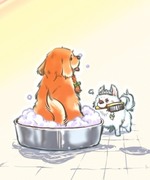 わしわし洗うよメイド長（犬）