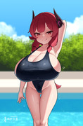 Goat chan at the pool
