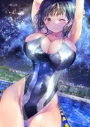 【C101先行公開】水着の小さい水泳部コーチ×夜のプール②