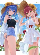 夏、向日葵とみこめっと