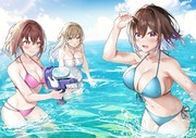 海と水着と3人娘