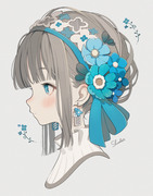 青いお花のカチューシャ