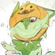 ハロウィンの仮装の被り物を拒否するニャオハ