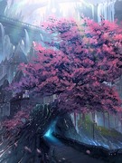 桜に色を吸われた城