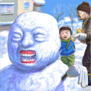 爺ちゃんの作った雪だるま