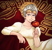 りんご飴を食べるクシャナ殿下