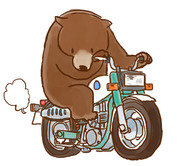 バイクに乗るクマ