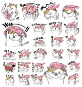 LINEスタンプ「うさ帽子とねこ」