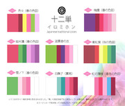 カラフルな絵が描けない人のための、十二単の活用表＋色見本素材