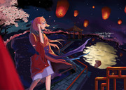 Moon&sakura&kong ming latern