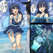 海水浴を楽しむ潮ちゃん！