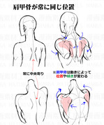 肩(背面)の描き方・違和感と修正法④