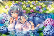 ビニールポケット付トートバッグ　花手水～紫陽花早苗さん～