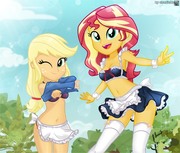 Maid Sunset and Applejack