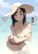 「水着…流されちゃいました…」