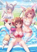 夏のニャンコロジ娘たちとおとうさん