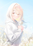 白い花と女の子