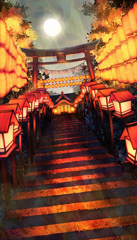 夜祭りの神社