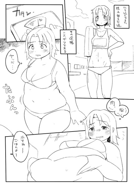 部活を引退して激太りした娘漫画