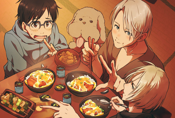 YURI and VICTOR with KATSUDON!!!