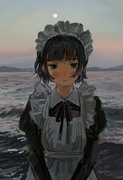 メイド服と海