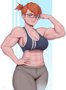 Muscular girl with glasses