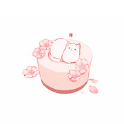 桜とねこのケーキ