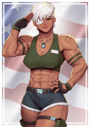 Muscular army girl salute