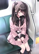 電車で居眠り地雷系女子