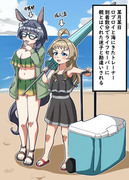 海にきたロブロイとちっちゃいトレ♀