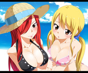 Lucy and Erza. lucyx2(+juvia)