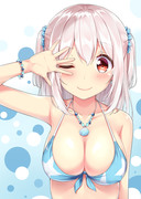 水色の水着ティッシュちゃん