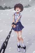 雪原を連行されるロリ少女