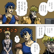 ジョルノの活躍をあの世で観ているジョナサンとDIO