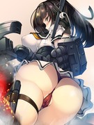 砲身交換中の秋月（艦尾ヨリ）