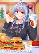 ハンバーガーと女の子