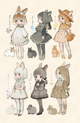 うさぎのカラーバリエーションと洋服