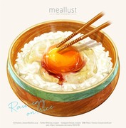 Raw egg over rice