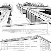 瓦塀3D素材3種×3