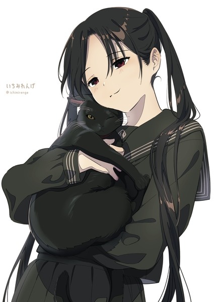 黒猫と黒セーラー少女🐈