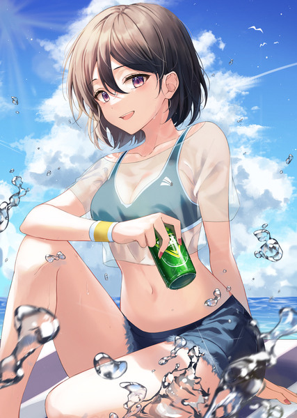 海で一缶のビール